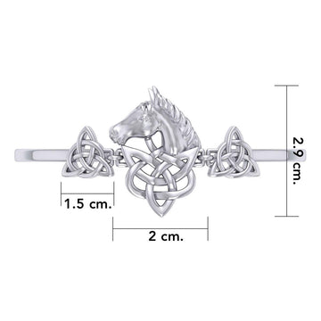 Triquetra and Celtic Horse Silver Cuff Bracelet TBA288 - Jewelry